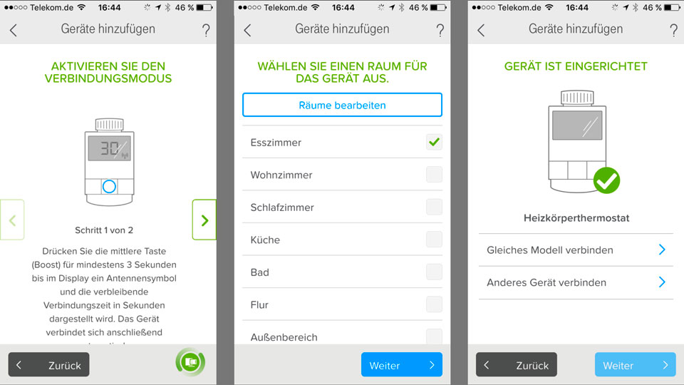 T-Mobile SmartHome app — the multi-step flow for adding and configuring a device